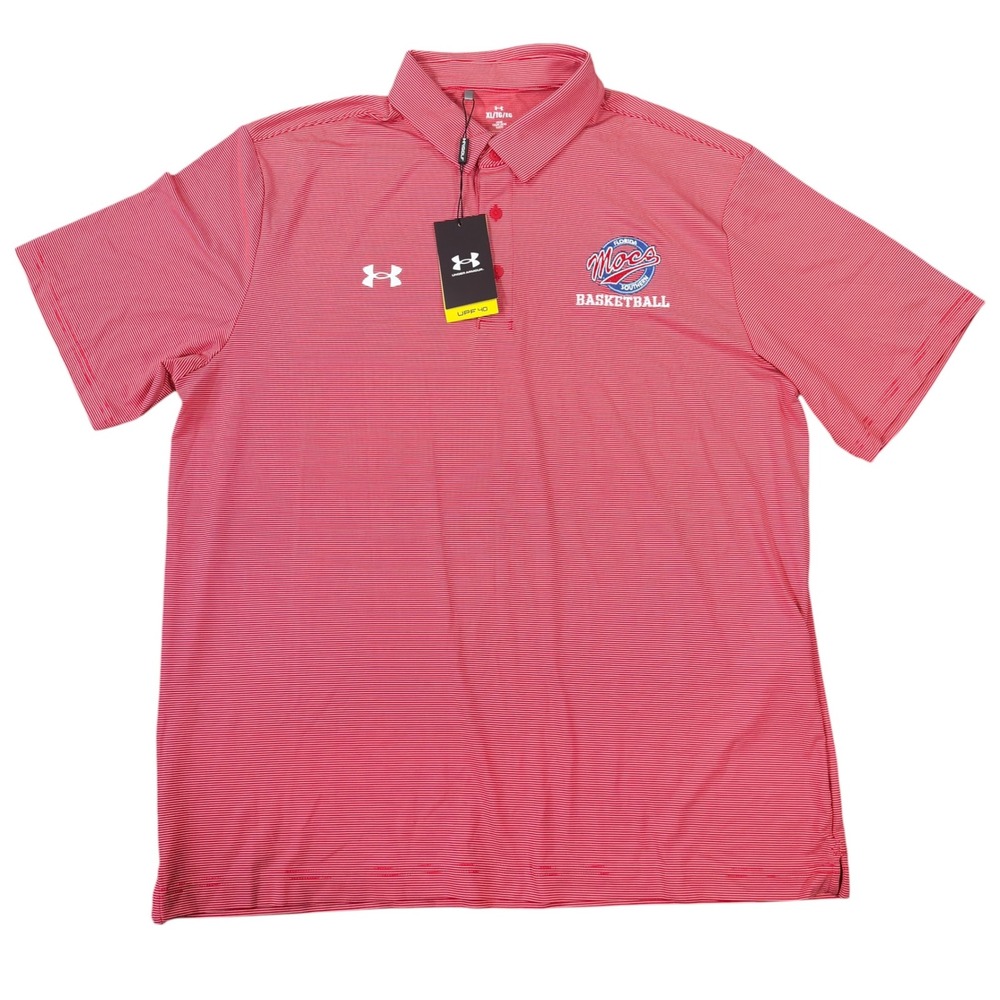 Under Armour Playoff Team Stripe Red Florida Southern Mocs Polo Shirt Size XL